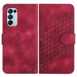For OPPO Reno5 4G / 5G / Find X3 Lite Elephant Head Embossed Phone Leather Case with Lanyard(Rose Red)