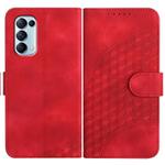 For OPPO Reno5 4G / 5G / Find X3 Lite Elephant Head Embossed Phone Leather Case with Lanyard(Red)