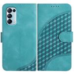 For OPPO Reno5 4G / 5G / Find X3 Lite Elephant Head Embossed Phone Leather Case with Lanyard(Light Blue)