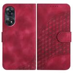 For OPPO Reno8 T 4G Elephant Head Embossed Phone Leather Case with Lanyard(Rose Red)