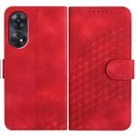 For OPPO Reno8 T 4G Elephant Head Embossed Phone Leather Case with Lanyard(Red)