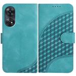 For OPPO Reno8 T 4G Elephant Head Embossed Phone Leather Case with Lanyard(Light Blue)