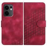 For OPPO Reno13 F 4G / 5G Elephant Head Embossed Phone Leather Case with Lanyard(Rose Red)
