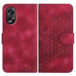 For OPPO A38 /  A18 Elephant Head Embossed Phone Leather Case with Lanyard(Rose Red)