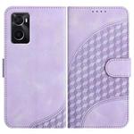 For OPPO A36 / A76 / A96 / K10 4G Elephant Head Embossed Phone Leather Case with Lanyard(Light Purple)