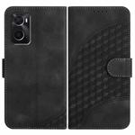 For OPPO A36 / A76 / A96 / K10 4G Elephant Head Embossed Phone Leather Case with Lanyard(Black)