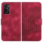 For OPPO A36 / A76 / A96 / K10 4G Elephant Head Embossed Phone Leather Case with Lanyard(Rose Red)