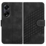 For OPPO A98 5G Elephant Head Embossed Phone Leather Case with Lanyard(Black)