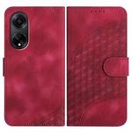 For OPPO A98 5G Elephant Head Embossed Phone Leather Case with Lanyard(Rose Red)