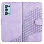 For OPPO Reno6 Pro+ 5G Elephant Head Embossed Phone Leather Case with Lanyard(Light Purple)