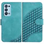 For OPPO Reno6 Pro+ 5G Elephant Head Embossed Phone Leather Case with Lanyard(Light Blue)