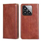 For Xiaomi 14 Pro Gloss Oil Solid Color Magnetic Leather Phone Case(Brown)