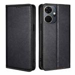 For Itel P55+ 4G Gloss Oil Solid Color Magnetic Leather Phone Case(Black)