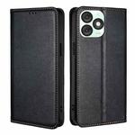 For Itel A50 4G Gloss Oil Solid Color Magnetic Leather Phone Case(Black)