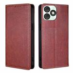 For Itel A50 4G Gloss Oil Solid Color Magnetic Leather Phone Case(Brown)