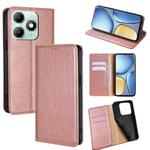 For itel A90 4G Gloss Oil Solid Color Magnetic Leather Phone Case(Rose Gold)