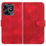For Realme C53/Narzo N53 YX0060 Elephant Head Embossed Phone Leather Case with Lanyard(Red)