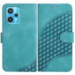 For Realme 9 Pro+ YX0060 Elephant Head Embossed Phone Leather Case with Lanyard(Light Blue)