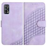 For Realme 7 Pro YX0060 Elephant Head Embossed Phone Leather Case with Lanyard(Light Purple)