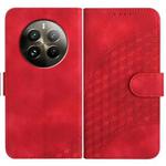 For Realme 12+ 5G Global YX0060 Elephant Head Embossed Phone Leather Case with Lanyard(Red)
