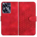 For Realme C55 4G Global/Narzo N55 YX0060 Elephant Head Embossed Phone Leather Case with Lanyard(Red)
