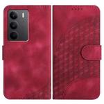 For Realme C75 Global Elephant Head Embossed Phone Leather Case with Lanyard(Rose Red)