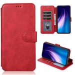 For Xiaomi Redmi Note 8 Calf Texture Magnetic Buckle Horizontal Flip Leather Case with Holder & Card Slots & Wallet & Photo Frame(Red)