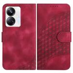 For Realme 10 Pro+ Elephant Head Embossed Phone Leather Case with Lanyard(Rose Red)