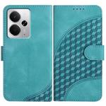For Realme 14 / P3 5G Global Elephant Head Embossed Phone Leather Case with Lanyard(Light Blue)