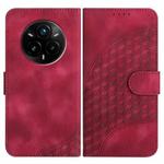 For Realme 14 Pro+ Elephant Head Embossed Phone Leather Case with Lanyard(Rose Red)