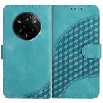 For Realme 14 Pro+ Elephant Head Embossed Phone Leather Case with Lanyard(Light Blue)