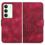 For Realme 14x Global Elephant Head Embossed Phone Leather Case with Lanyard(Rose Red)