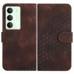 For Realme 14x Global Elephant Head Embossed Phone Leather Case with Lanyard(Coffee)