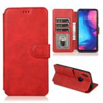 For Xiaomi Redmi Note 7 Calf Texture Magnetic Buckle Horizontal Flip Leather Case with Holder & Card Slots & Wallet & Photo Frame(Red)