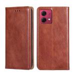 For Motorola Moto G84 5G Gloss Oil Solid Color Magnetic Leather Phone Case(Brown)