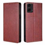 For Motorola Moto G24 4G Gloss Oil Solid Color Magnetic Leather Phone Case(Brown)