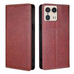 For Motorola Edge 50 Ultra Gloss Oil Solid Color Magnetic Leather Phone Case(Brown)