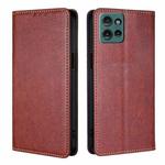 For Motorola Edge 50 5G Gloss Oil Solid Color Magnetic Leather Phone Case(Brown)