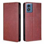 For Motorola Moto G 5G 2024 Gloss Oil Solid Color Magnetic Leather Phone Case(Brown)