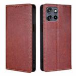 For Motorola Edge 50 Neo 5G Gloss Oil Solid Color Magnetic Leather Phone Case(Brown)