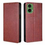 For Motorola Moto G35 5G Gloss Oil Solid Color Magnetic Leather Phone Case(Brown)