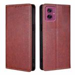 For Motorola Moto G55 5G Gloss Oil Solid Color Magnetic Leather Phone Case(Brown)