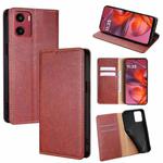 For Motorola Moto G05 Gloss Oil Solid Color Magnetic Leather Phone Case(Brown)