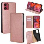 For Motorola Moto G05 Gloss Oil Solid Color Magnetic Leather Phone Case(Rose Gold)