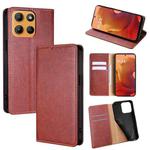 For Motorola Moto G15 / G15 Power Gloss Oil Solid Color Magnetic Leather Phone Case(Brown)