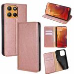 For Motorola Moto G15 / G15 Power Gloss Oil Solid Color Magnetic Leather Phone Case(Rose Gold)
