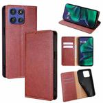 For Motorola Moto G Stylus 5G 2025 Gloss Oil Solid Color Magnetic Leather Phone Case(Brown)