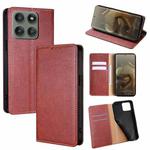 For Motorola Edge 60 Pro 5G Gloss Oil Solid Color Magnetic Leather Phone Case(Brown)