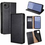 For Sharp Aqous wish5 Gloss Oil Solid Color Magnetic Leather Phone Case(Black)