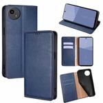 For Sharp Aqous wish5 Gloss Oil Solid Color Magnetic Leather Phone Case(Blue)